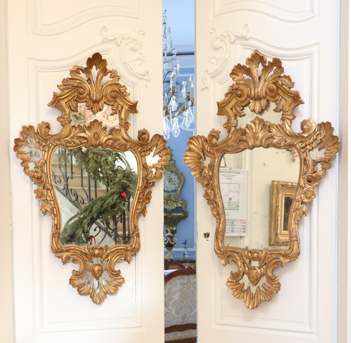 Paire de miroirs Régence