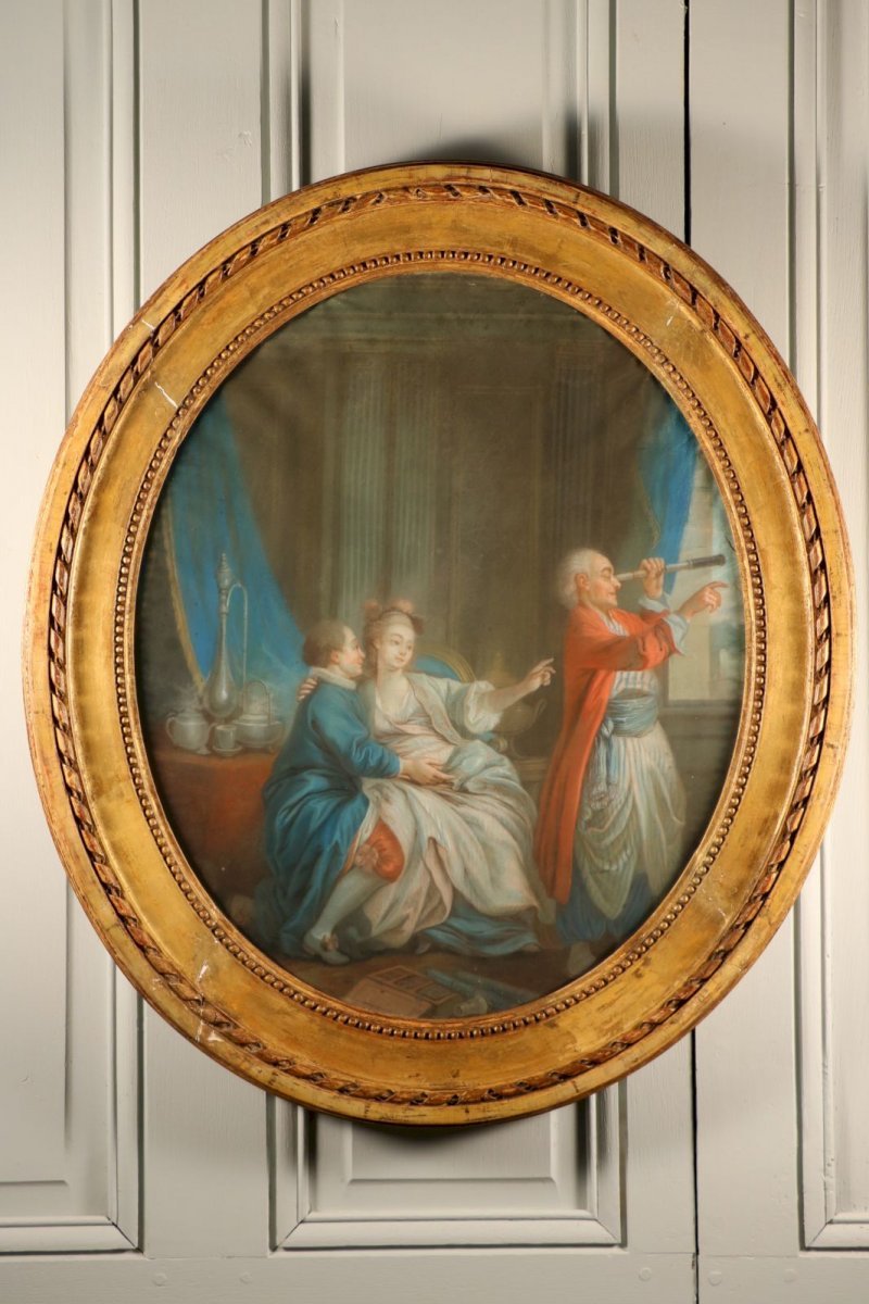 Pastel, Le Marchand de lunettes d’après J.-B Le Prince et Helman, après 1776