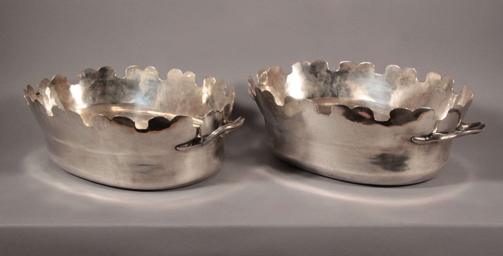 Paire de rafraîchissoir en métal argenté