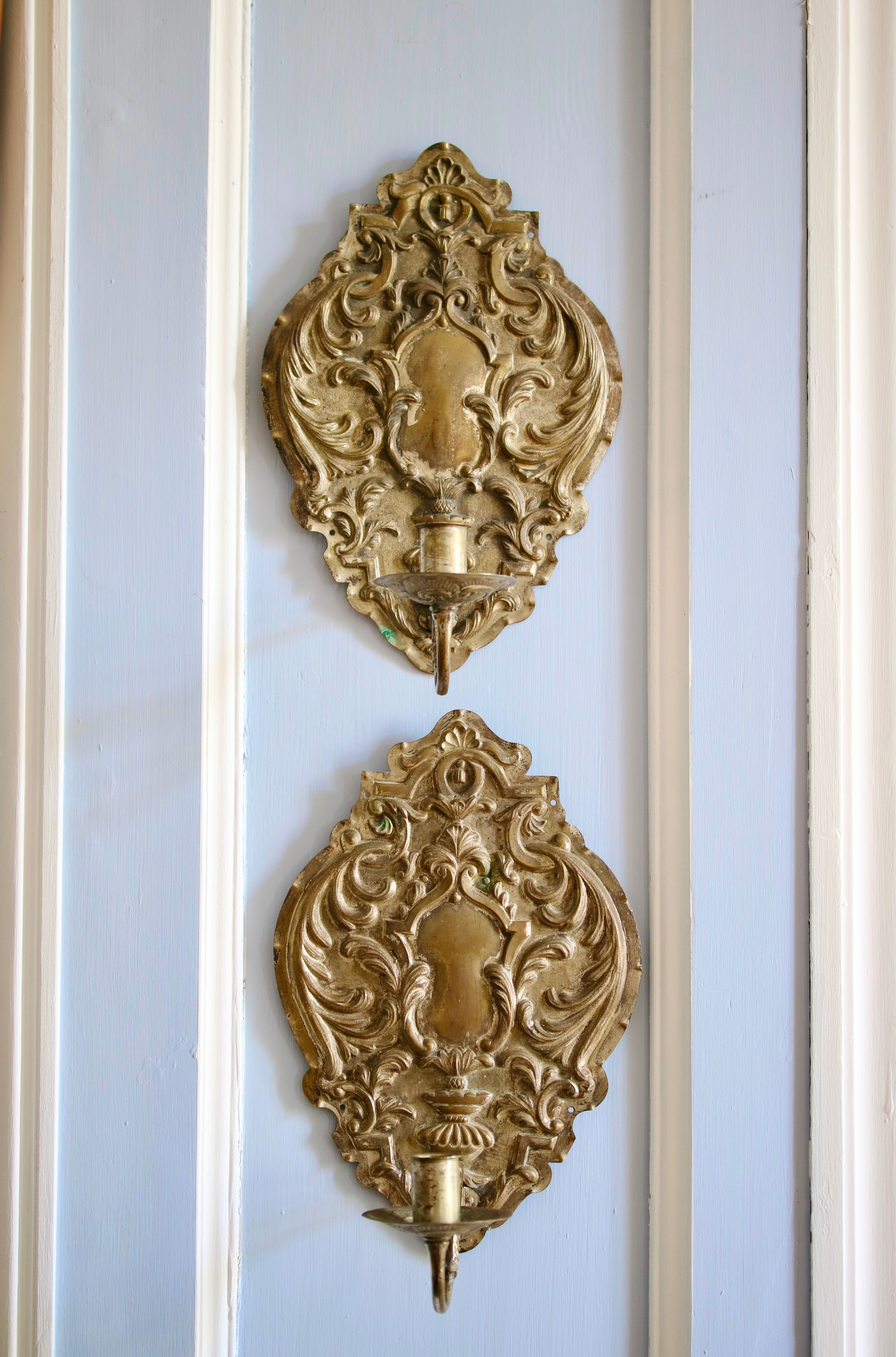 Paire de réflecteurs en laiton argenté 