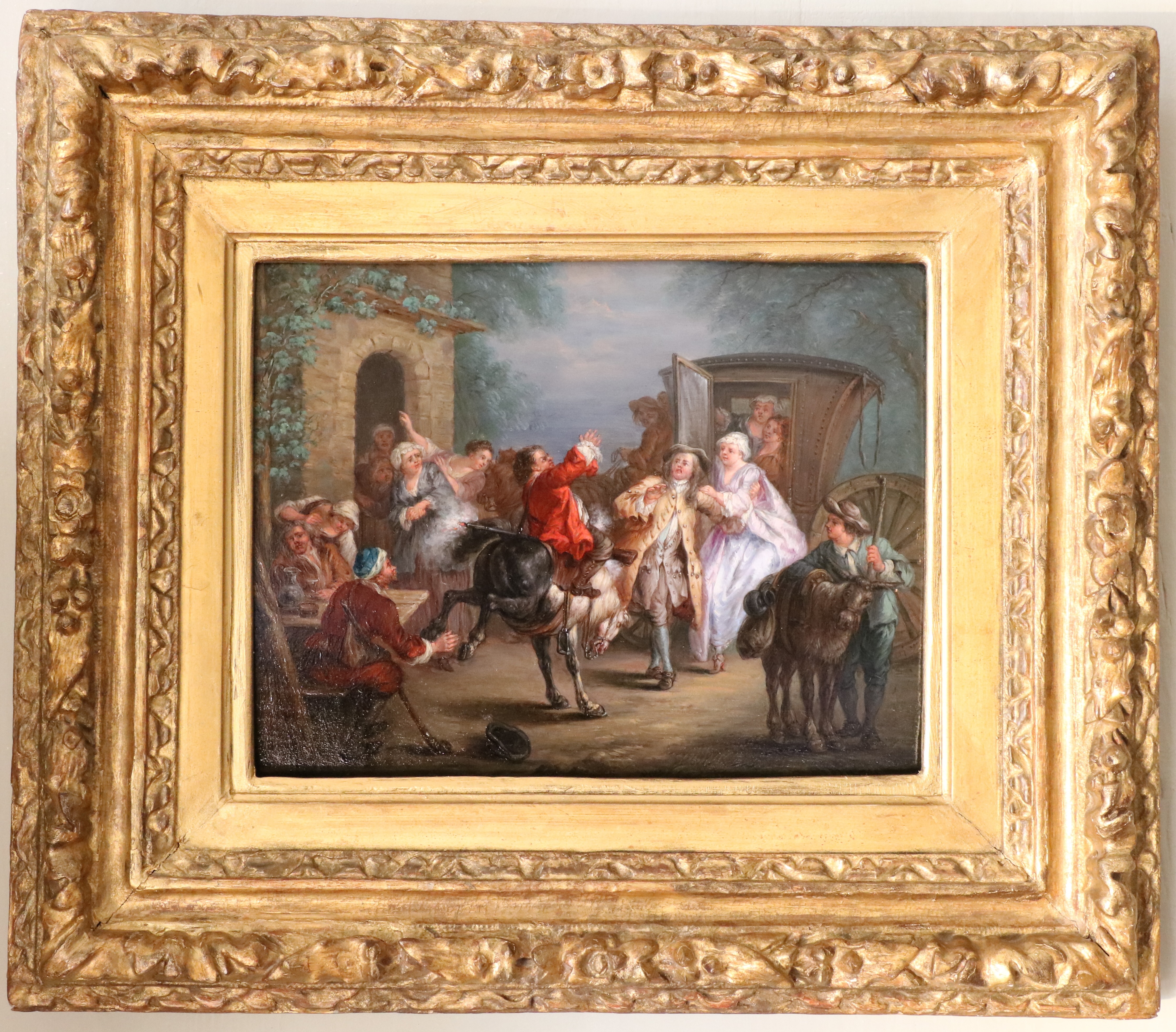 Paire de "Scènes de genres" attribuée à Etienne Jeaurat