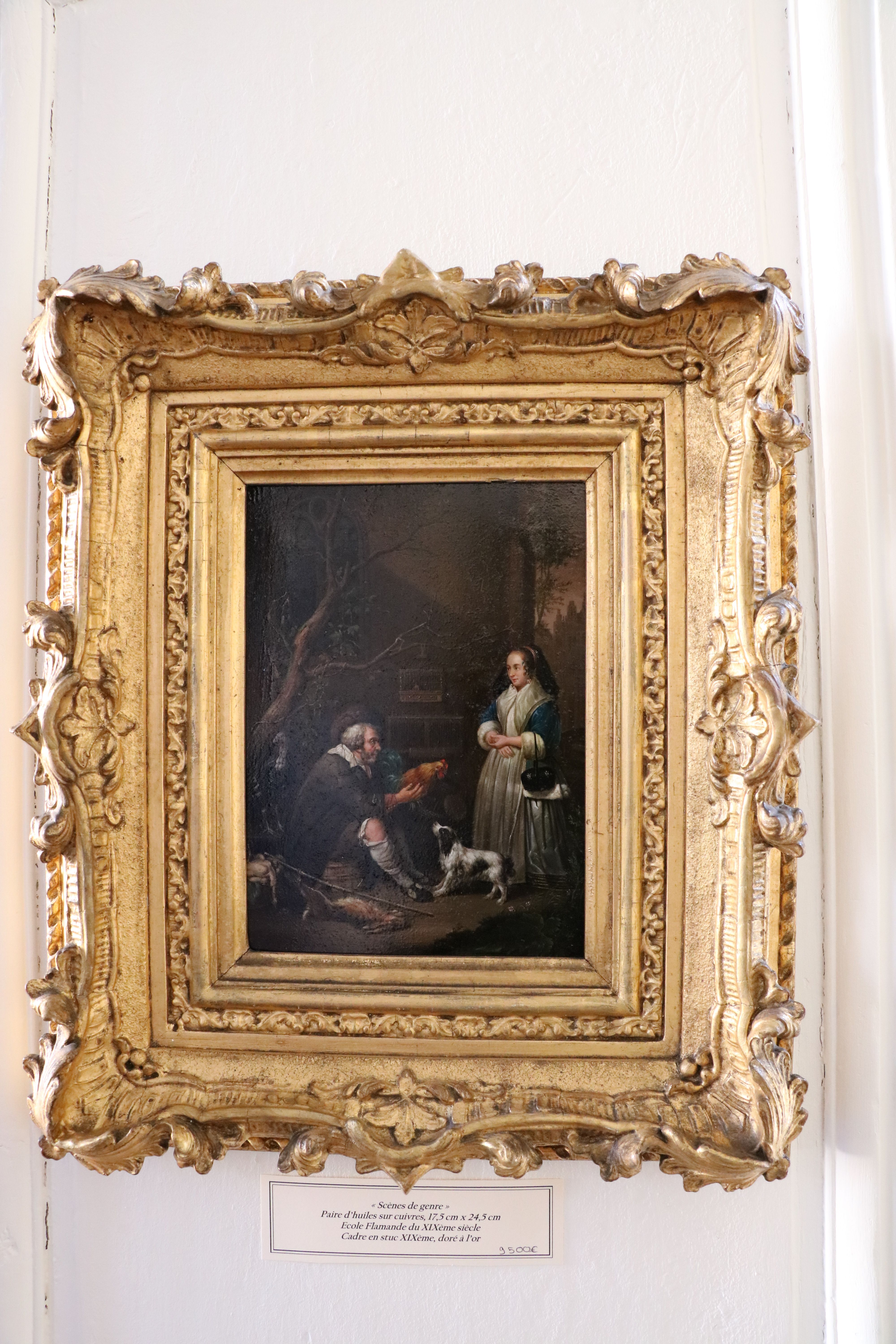« Scènes de genre » Paire d’huiles sur cuivres. Ecole Flamande du XIXème siècle