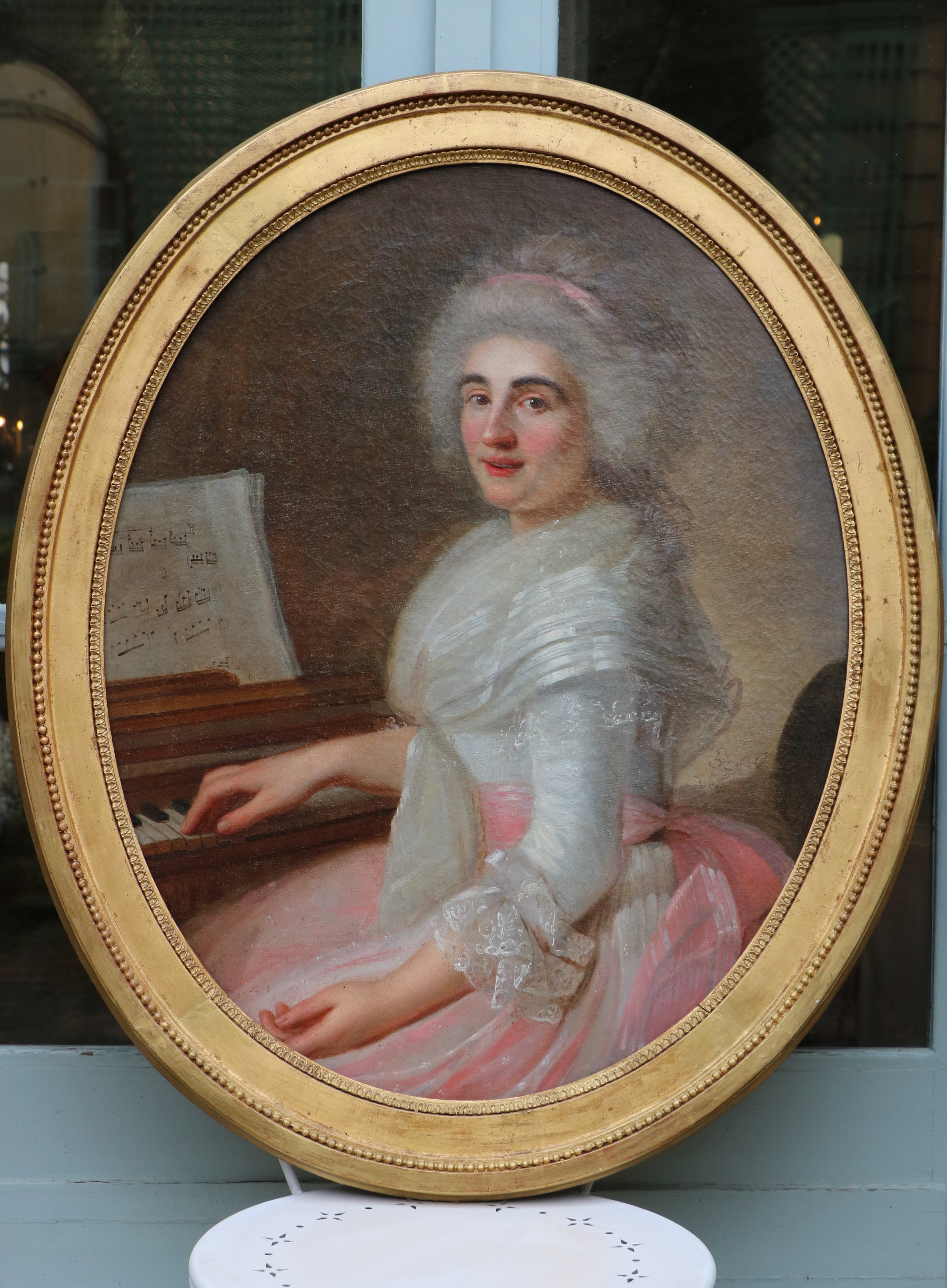 Attribué à Jean-François Marie Bellier (1745-1836) "Portrait d'une pianiste"