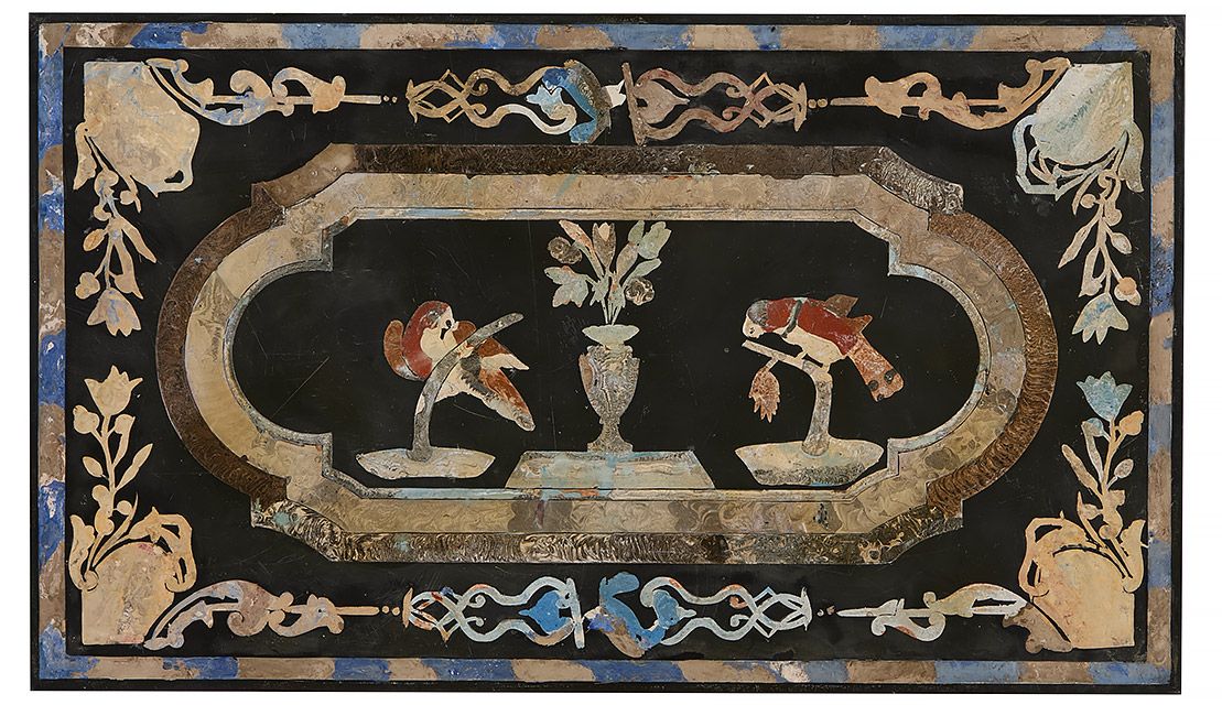 Plateau en marbre et scagliole XVIIème